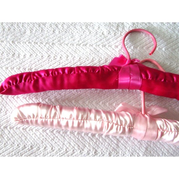 Fabric Satin Padded Hangers Pink Colors - Beaded/Floral Decoration - Set Two (2) - Picture 6 of 9